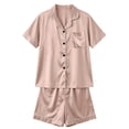 thumbnail image 3 of KyCheLot Women's Button down Outfits Lapel Neck Short Sleeve Sleepwear Shorts Lightweight Trendy Pajama Sets, 3 of 4