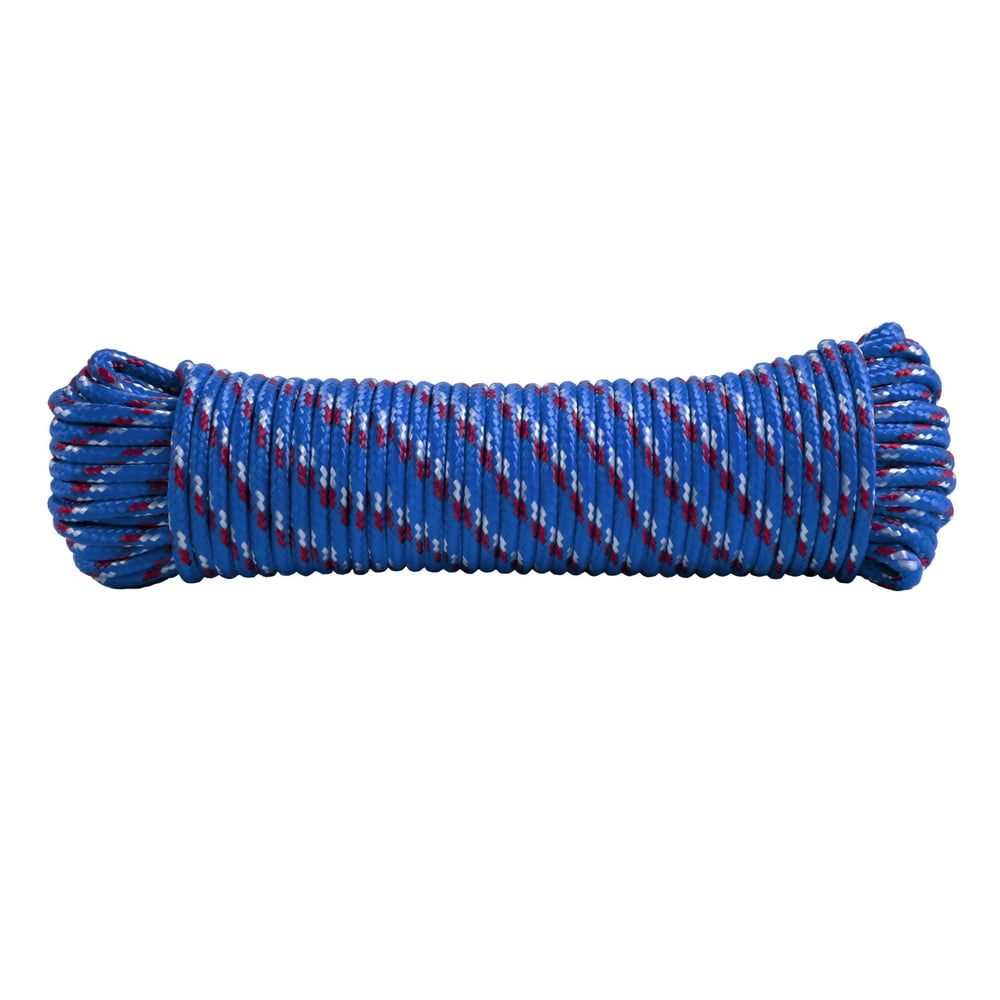 Hyper Tough Polypropylene Diamond Braided Rope, Assorted Colors, 1/4