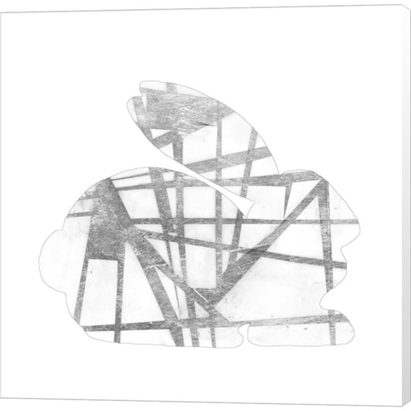 Great Art Now Geometric Rabbit in Silver IV by Jennifer Goldberger, Canvas Wall Art, 12W x 12H