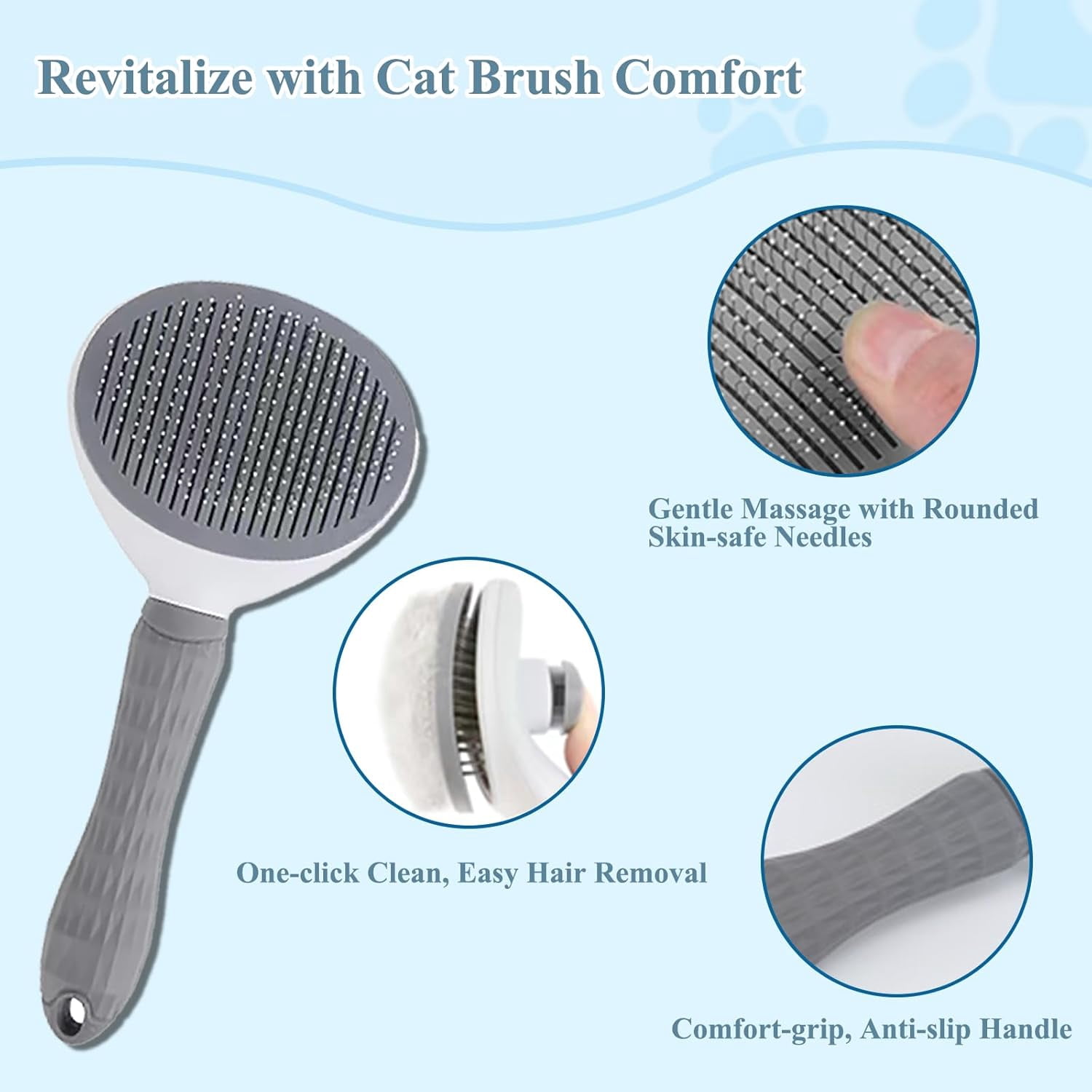 4 Pcs Cat Grooming Kit: Self-Cleaning Slicker Cat Brush, Deshedding Glove, and Cat Corner Massagers for Effortless Shedding, Detangling, and Relaxing Massage