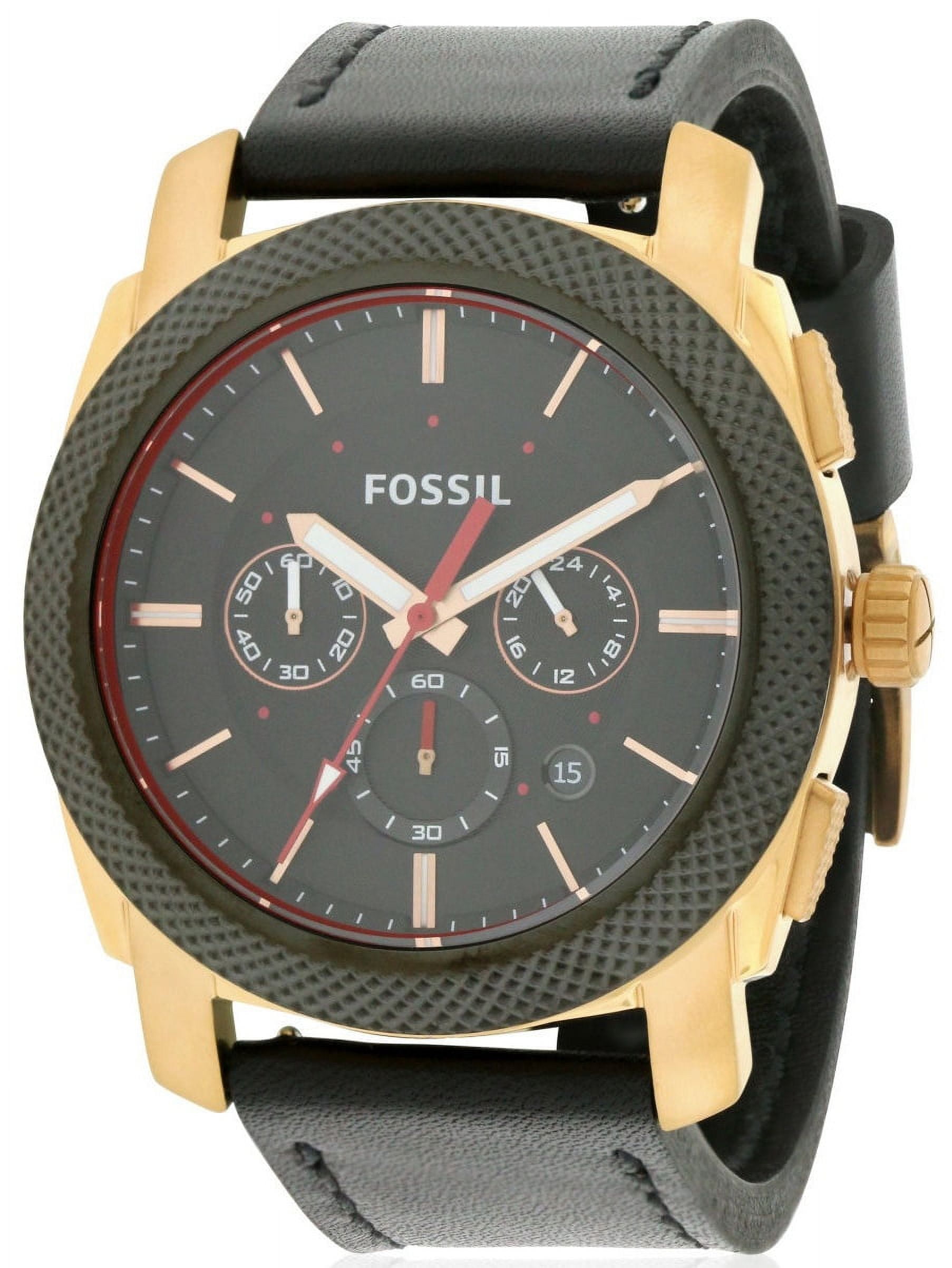 Fossil Men's Machine Leather Chronograph Watch, FS5120