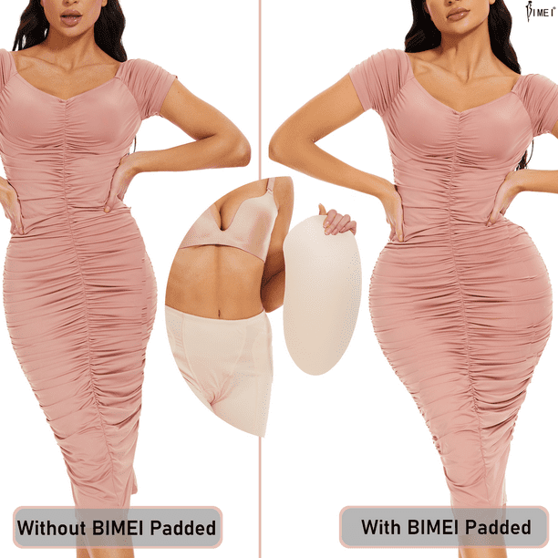 BIMEI 2PS Thigh Pdadded Women Shapewear Butt Lifter Body Shaper Panties Hip  Padded Enhancer Booty Lifter Tummy Control Panty,Beige,XL 
