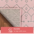 thumbnail image 4 of Well Woven Nors Blush Pink Indoor/Outdoor Flat Weave Pile Nordic Lattice Pattern Area Rug 5x7 (5'3" x 7'3"), 4 of 10