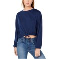 thumbnail image 1 of Crave Fame Womens Drawstring Waist Pullover Blouse, Blue, Juniors, Small, 1 of 1
