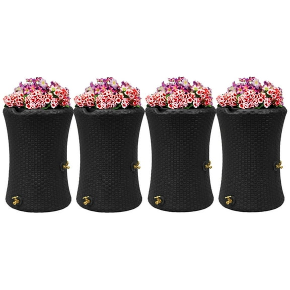 Good Ideas Impressions 50-Gallon Nantucket Rain Saver, Black (4 Pack)