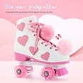 thumbnail image 6 of Women's and Girl's Classic Roller skates with Light up Wheels, High-top PU Leather Rollerskates Love Heart Pattern, 6 of 7