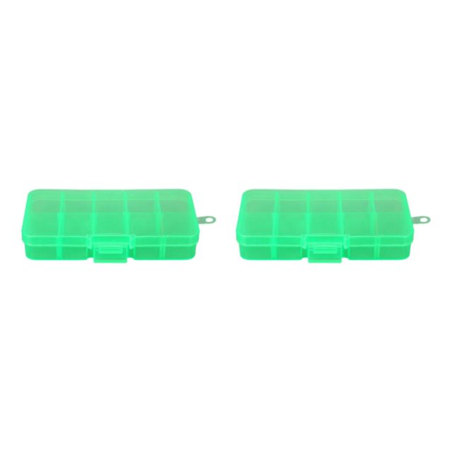 relayinert 10 Grid Plastic Jewelry Removable Storage Box Convenient and Durable Container for Beads and Earrings Green 12.8x6.5x2.2cm 2Set