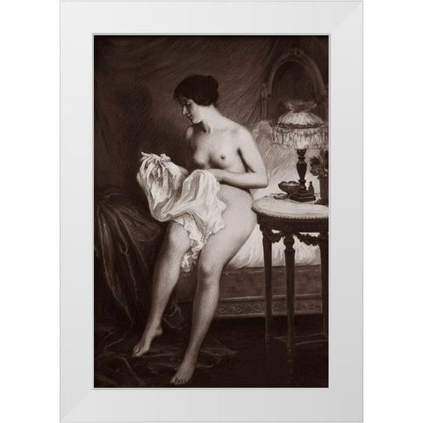 612px x 612px - Vintage Nudes 11x14 White Modern Wood Framed Museum Art Print Titled - Au  Coucher - Walmart.com