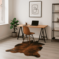 Genuine Leather Cowhide Exotic Brindle Area Rug, 6x7 Ft