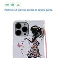 thumbnail image 4 of Allytech Colorful Painting PU Leather Case for iPhone 14 Pro Max 6.7" 2022, Flip Folio Kickstand Card Slots Removable Hand Strap Case for iPhone 14 Pro Max 5G, Floral Girl, 4 of 6