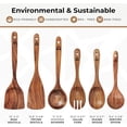 thumbnail image 6 of Six-piece wooden cooking spoon set – heat-resistant, smooth teak wood for a comfortable grip – lightweight and durable – easy to clean and perfect for non-stick cookware, 6 of 6