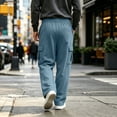 thumbnail image 5 of Trgacdwlo S-5XL Mens Cargo Pants Wide Leg Baggy Sweatpants Men with Pocket Elastic Waist Drawstring Athletic Lounge Pants Men, 5 of 8