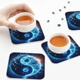thumbnail image 3 of KLL Drink Coasters Set Square of 4,PU Leather Absorbent Coasters Set Decorative Coffee Cup Coasters Housewarming Gift for Home Decor-Blue Yin And Yang, 3 of 5