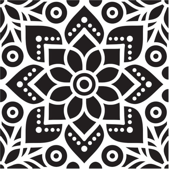 Printtoo Craft Textile Square Floral Mandala Pattern Wooden Rubber Stamp Scrap-booking-2 x 2 Inches