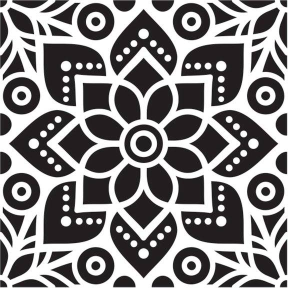 Printtoo Craft Textile Square Floral Mandala Pattern Wooden Rubber Stamp Scrap-booking-2 x 2 Inches
