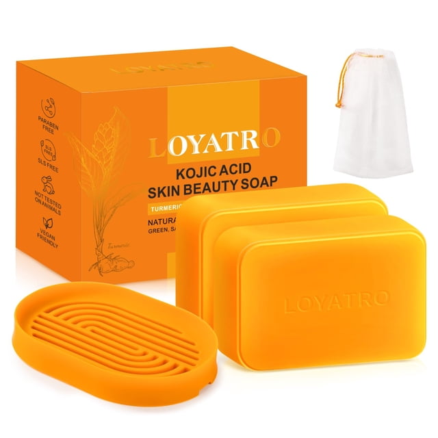 Jabón en barra LOYATRO de cúrcuma con ácido kójico para manchas oscuras, 200 ml