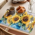 thumbnail image 3 of Sunflower Placemats Set of 12 Watercolor Yellow Floral Vintage Wooden Grain Place Mats Indoor Wipeable Table Mats Washable Cloth Dining Table Placemats for Kitchen Holiday Party Home Decor 13x19 Inch, 3 of 9
