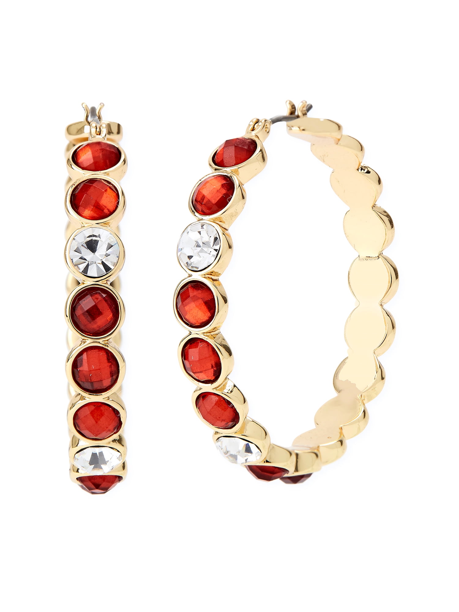 Sofia Jewelry by Sofia Vergara Women's Gold with Orange Stones Hoop Earrings