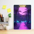 thumbnail image 2 of FORMRS Acrylic Clipboard with Low Profile Clip Standard A4 Letter Size, 12.5" x 9", Pink Neon Road, 2 of 8