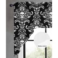 thumbnail image 2 of Horrible Skull Swag Valances for Windows, Small Curtains Drapes, Halloween Black Flowers Skeleton Kitchen Window Curtains Over Sink Rod Pocket Window Treatment Valance for Bedroom/Bathroom 56"x36", 2 of 5
