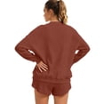 thumbnail image 5 of Lumtrix Women'S 2 Piece Lounge Sets Crew Neck Oversized Sweatshirts Sweat Shorts With Pockets Matching Tracksuit Set Trebdy Casual Outfits Brown 2XL, 5 of 6