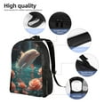 thumbnail image 5 of Cauagu Flower White Dolphin Print Backpacks,Travel Daypack Casual Laptop Backpack Bookbag Fits 15 Inch Computer for Men Women, 5 of 8