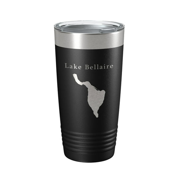 Lake Bellaire Map Tumbler Travel Mug Insulated Laser Engraved Coffee Cup Michigan 20 oz Black