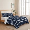 thumbnail image 5 of Quilts Full Size Bedding Set, Modern Striped Lightweight Quilted Comforter, Navy Indigo Contemporary Minimalist Art Soft Reversible Bedspread Coverlet with Pillow Covers for All Season, 78" x 90", 5 of 9