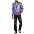 thumbnail image 2 of Lars Amadeus Holographic Baseball Jacket for Men's Zipper Disco Metallic Bomber Jacket, 2 of 4