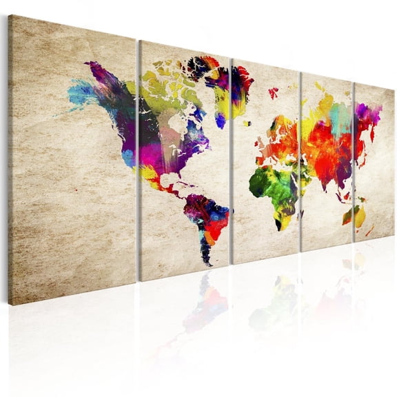 Tiptophomedecor Stretched Canvas World Map Art - World Map: Painted World - Stretched & Framed Ready To Hang Art