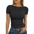 thumbnail image 2 of Cotton Tank Tops For Women, Going Out Crop Tops Casual Slim Short Sleeve Crewneck Bottom Shirt Outerwear Tops Womens Spring Tank Tops With Built In Bra Top Tank Tops Outfits (L, Black) ZMTing, 2 of 4