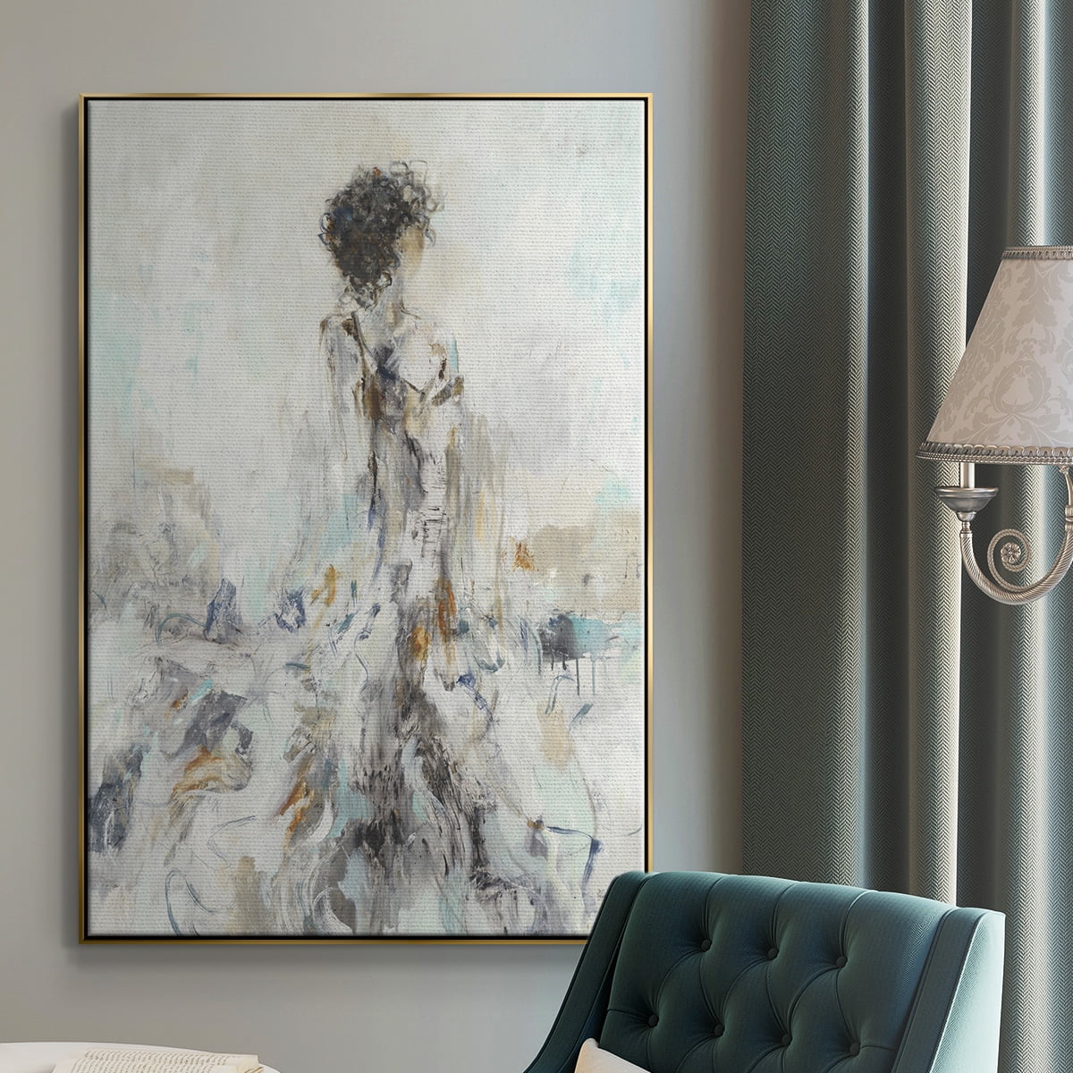 Romantic Reflection II Framed Premium Gallery Wrapped Canvas - Ready to Hang - 27 x 41 - Gold Floating Frame