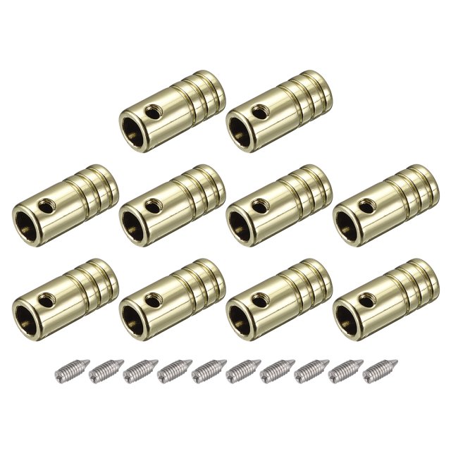Unique Bargains 10Pack 5mm Metal Shoelace Tips Screws Shoelace End Tip Cords End Gold