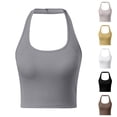 thumbnail image 4 of CAIXIA Tank Tops with Built In Bras Workout Square Neck Cute High Strechy Sleeveless Ribbed Racerback Workout Basic Tees Slim Fitted Cami with Built In Bra Cute Trendy Going Out Tops,Grey, 4 of 6