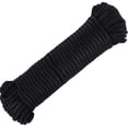 thumbnail image 1 of Cuerda de poliéster de nailon de 90 pies y 1/4 pulgadas (7 mm) para asta de bandera, tendedero de polipropileno, utilidad para acampar, buena para atar, tirar, columpio, escalar, nudo (negro), 1 of 4