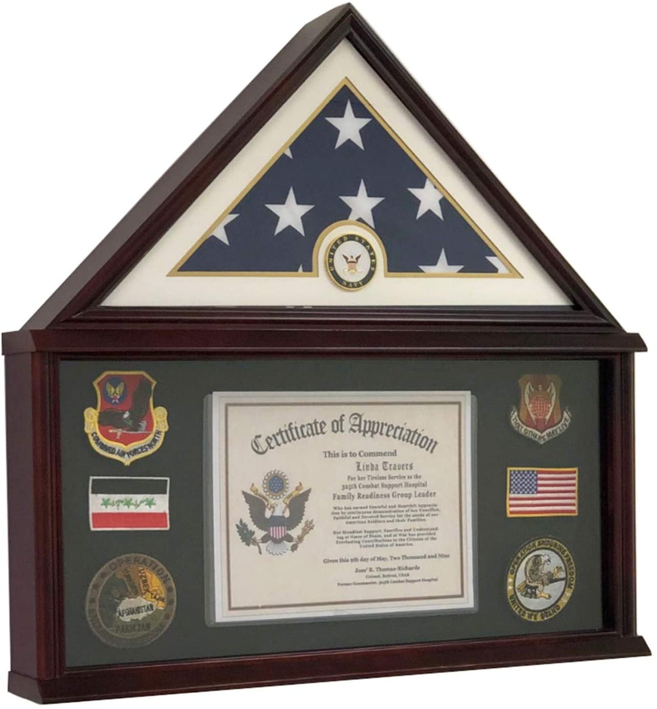 Large Military Shadow Box Frame Memorial Burial Funeral Flag