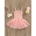thumbnail image 2 of Franhais Toddler Baby Girls Sleeveless Jumpsuit Solid Color Casual Spaghetti Strap Princess Pleated Mesh Romper Dress, 2 of 9