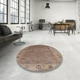 thumbnail image 4 of Ahgly Company Machine Washable Indoor Round Industrial Modern Chestnut Brown Area Rugs, 8' Round, 4 of 7