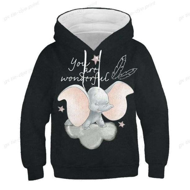 Primavera y otoño Niños Dibujos animados Kawaii3d Impreso Sudadera con capucha Niños Divertido Dumbo Sudadera Niños Niñas Jersey Niños Sudadera con capucha130 zhangmengya CONDUJO
