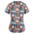 thumbnail image 4 of HaHaHappy Scrubs for Women Christmas Plus Size Short Sleeve Dressy Christmas Santa Print Scrub Tops Cute V Neck Funny Scrub Shirts Medical Workwear Nurse Nursing Uniform with Pocket Dark Blue M, 4 of 4