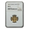 1843-O $2.50 Liberty Gold Quarter Eagle MS-61 NGC (Small Date)