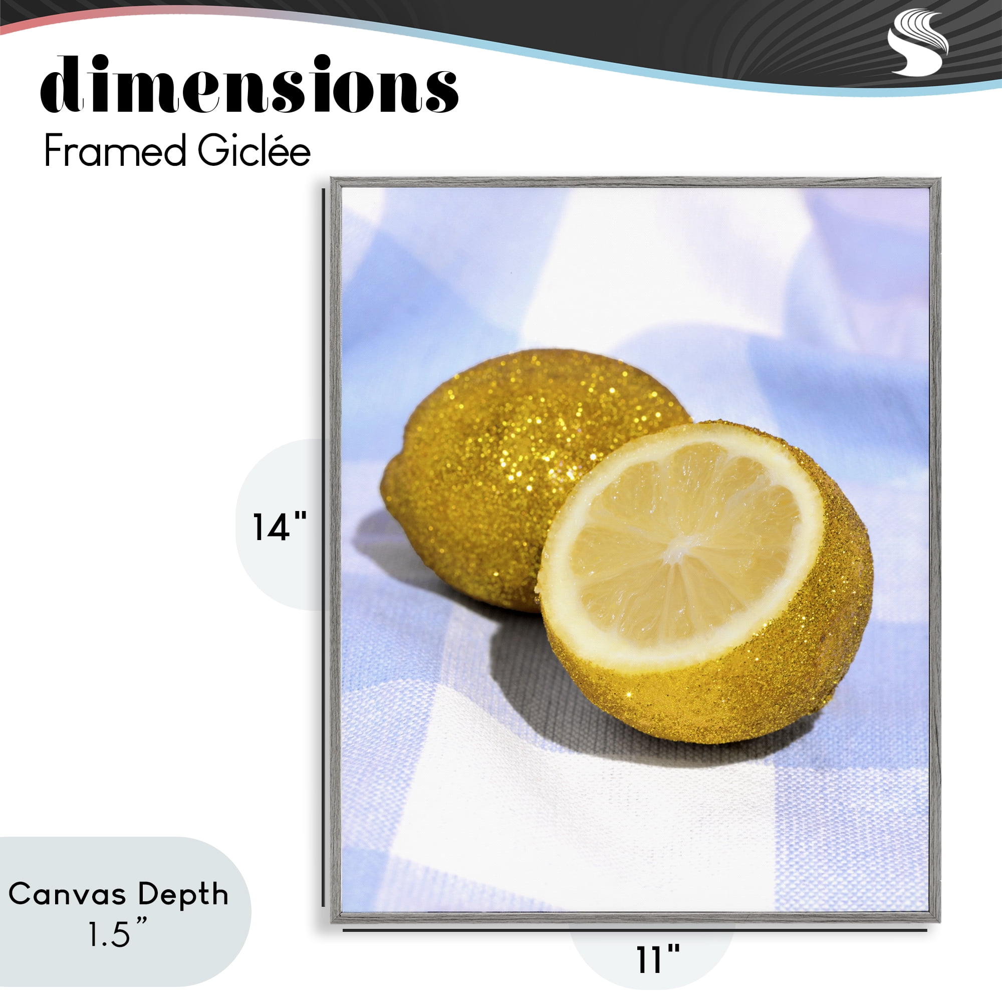 Stupell Industries Glimmer Lemon on Blue Gray Framed Giclee Art, design by LISH Creative