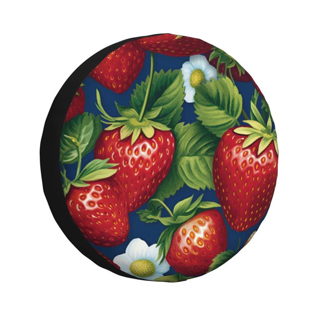 Fotbe Strawberry2 Funda de Llanta de Repuesto con Estampado, Engrosada, Ajuste Universal para Jeep, Remolque, RV, SUV, Camión-16 inch