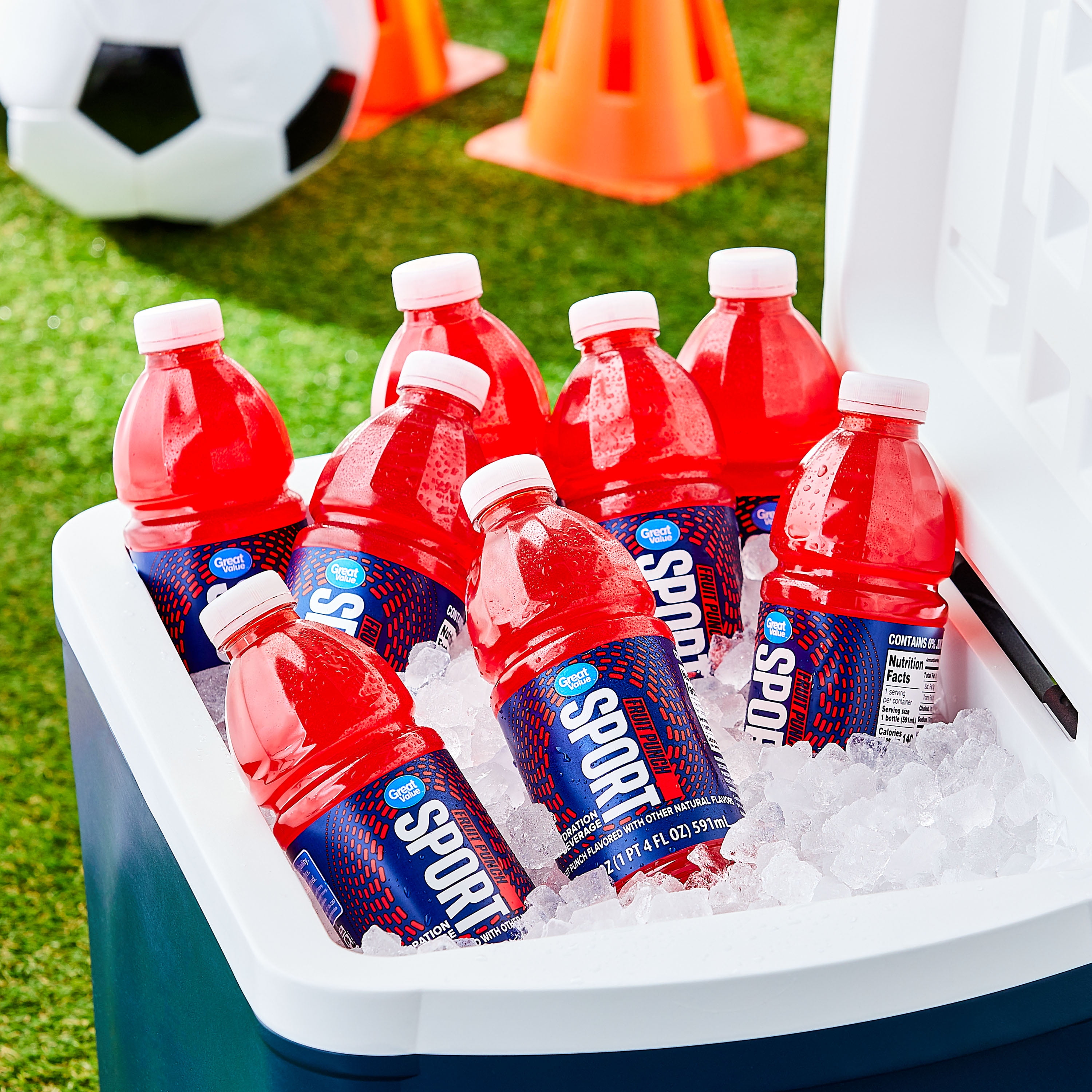 Great Value Sports Hydration Drink, Fruit Punch, 20 fl oz, 8 Bottles