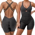 thumbnail image 2 of DHFJKG Womens Workout Romper Backless Yoga Short Jumpsuit Summer Gym Athletic Outfit Activewear Sleeveless V Neck Soft Fitness Soft Onesie, 2 of 9