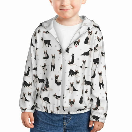 

Sun Hoodie for Kids yoga cute Boston terrier funny Long Sleeve Swim Fishing Shirts Sun Protection Zip Up Jacket Clothing Athletic Hoodie