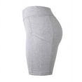 thumbnail image 3 of Sofra Ladies Cotton High Waist Outseam 15" Length Running Workout Biker Shorts w/ Side Pockets, 3 of 4