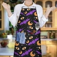 thumbnail image 5 of Halloween Bats Moons and Eyes Apron-Garden Aprons for Women with Pockets-Cotton Linen Waterproof Kitchen Cooking Gardening Aprons Adjustable for Kitchen,Cooking,BBQ and Salon 33"x27", 5 of 7