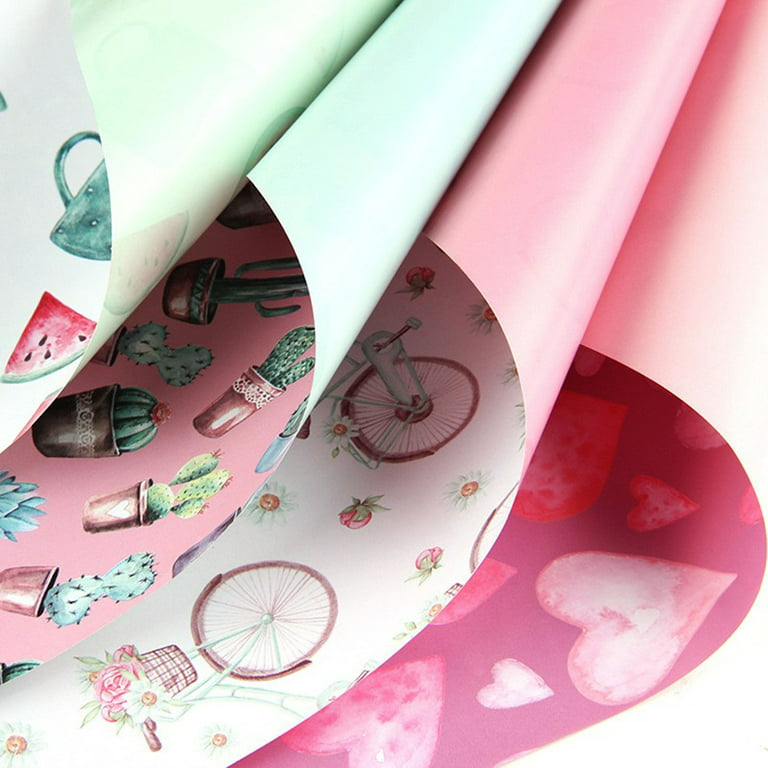mveomtd Cute Cartoon Print Pink Colorful Wrapping Paper Holiday