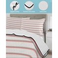 thumbnail image 4 of Quilts Full Size, Red Striped Soft Comforter Bedding Set for Bed, Rustic Red Stripe Modern Art Beige Lightweight Quilted Bedspread with Pillow Cover(2 Pieces) for All Season, 78x90 Inch, 4 of 6